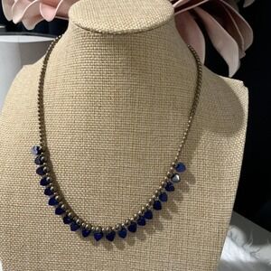 Vintage Native American‎ QT Lapis Lazuli Bead Sterling Silver necklace.